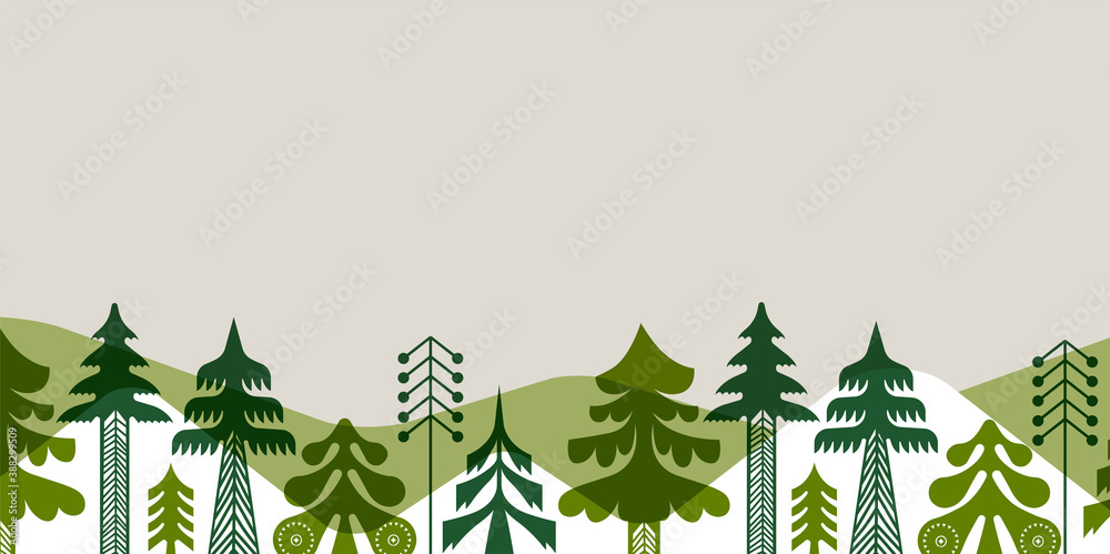 Empty folk christmas tree background template