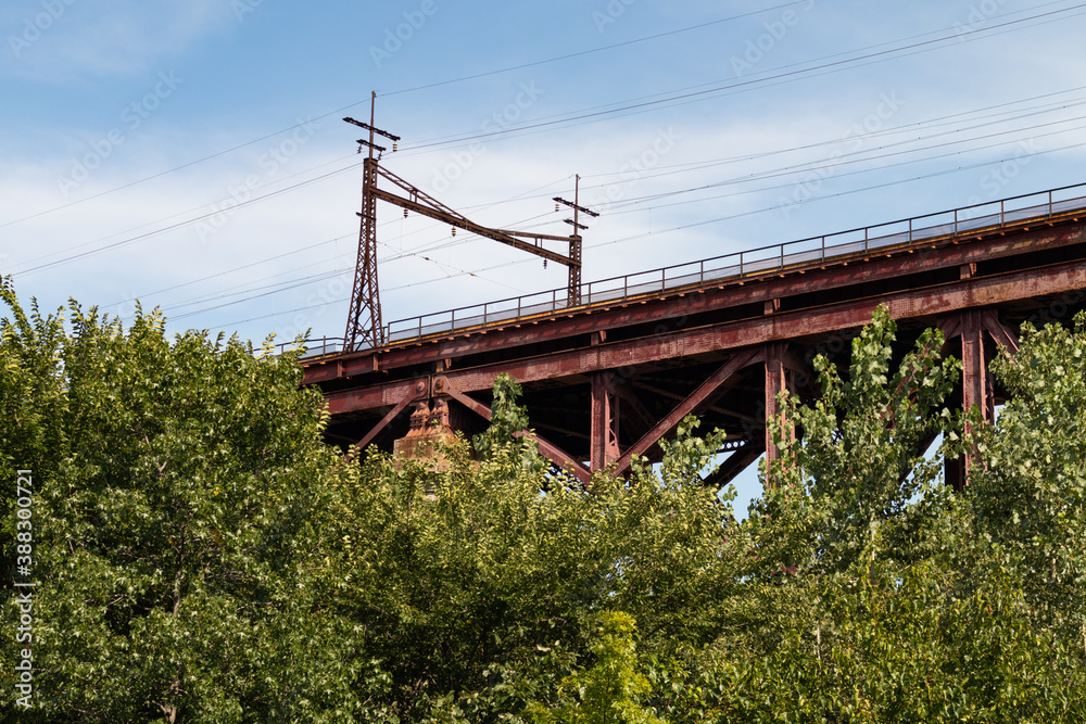 Elevated Electrical Train Tracks on Randalls and Wards Islands in New York City Elevated Electrical Train Tracks on Randalls and Wards Islands in New York City