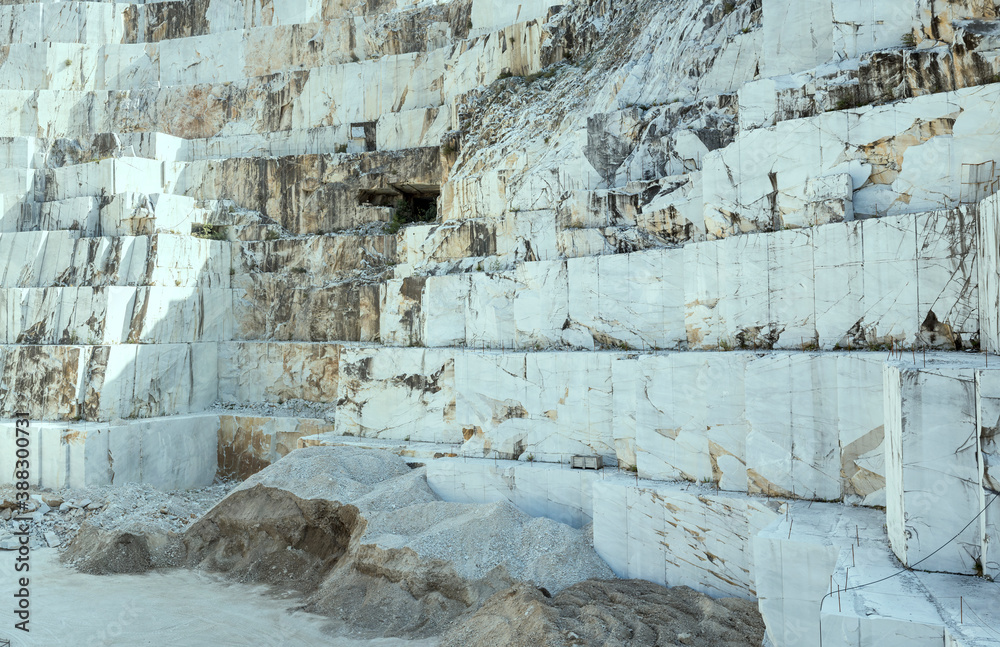 geometry of squared slopes at white marble quarry, Carrara, Italy geometry of squared slopes at white marble quarry, Carrara, Italy