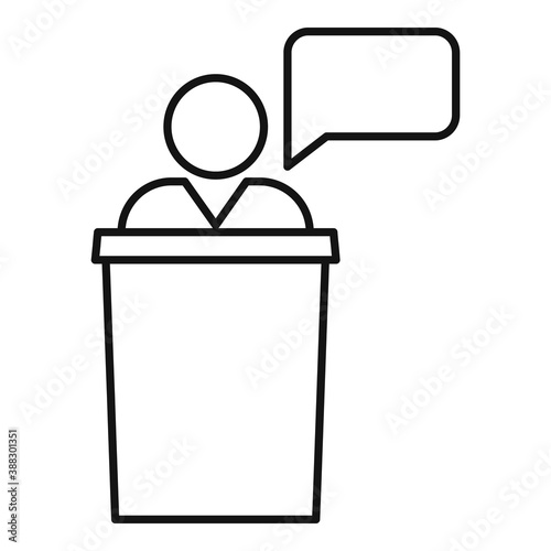 Business training speaker icon. Outline business training speaker vector icon for web design isolated on white background