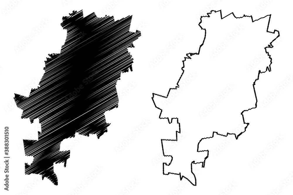 City of Johannesburg Metropolitan Municipality (Republic of South Africa, RSA, Gauteng Province) map vector illustration, scribble sketch City of Jozi or Joburg map