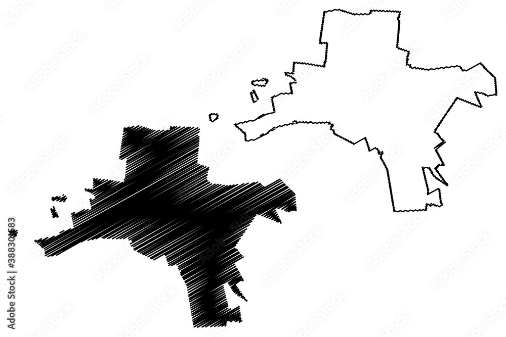 Pretoria City (Republic of South Africa, RSA, Gauteng Province) map vector illustration, scribble sketch City of Pretoria map