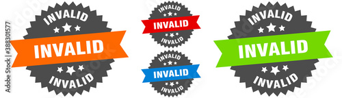 invalid sign. round ribbon label set. Seal