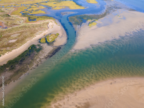Aerial view of estuary seen from above