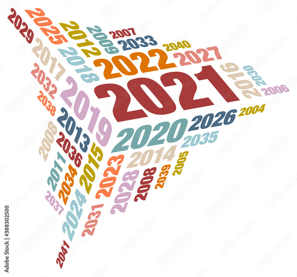 2021 Würfel Ecke Jahreszahlen Retrofarben