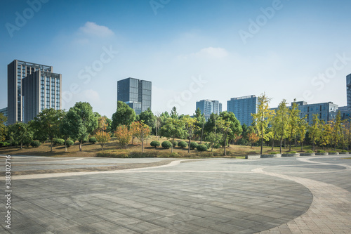 Modern business building and greening photo