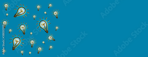 light bulbs icons on blue background