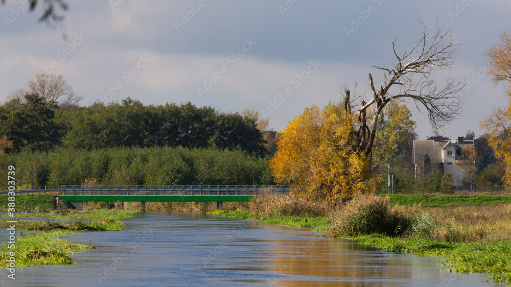 A local river overflows after autumn rains. Błonie, the Utrata River A local river overflows after autumn rains. Błonie, the Utrata River
