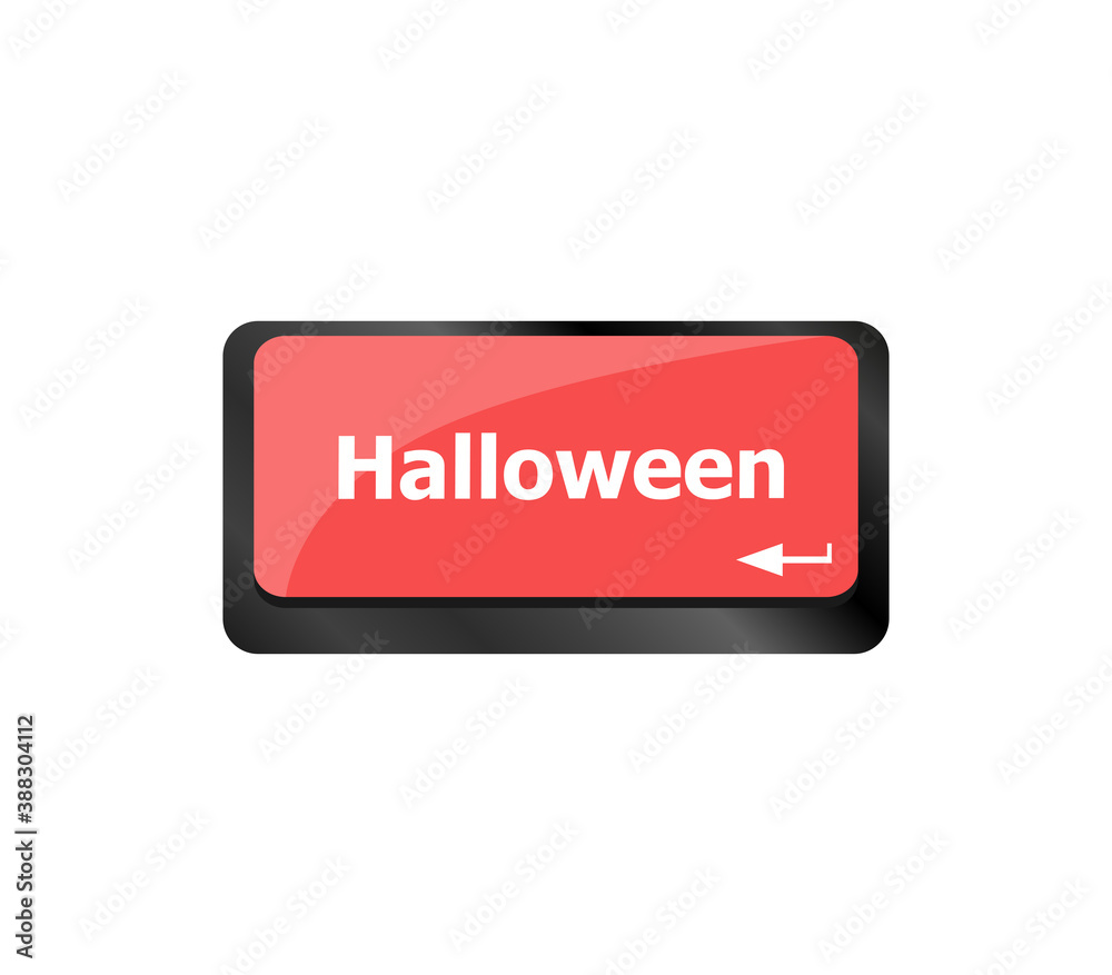 Computer keyboard key with key Halloween button Computer keyboard key with key Halloween button