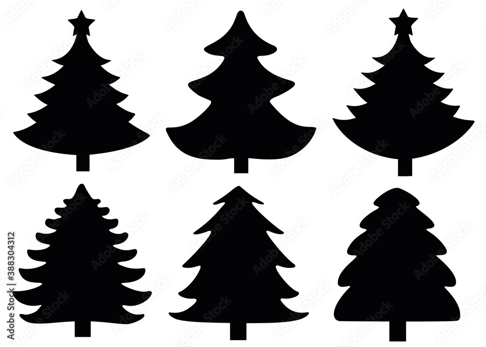 New Year's beautiful Christmas trees in the set. New Year's beautiful Christmas trees in the set.