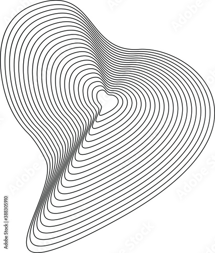 Geometric distortion abstract shapes. deformed sphere of wavy lines, flowing geometric shapes. Technology and science abstract illustration. isometry
