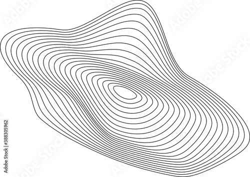 Geometric distortion abstract shapes. deformed sphere of wavy lines, flowing geometric shapes. Technology and science abstract illustration. isometry