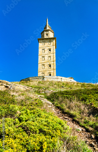 The Tower of Hercules  an ancient Roman lighthouse in A Coruna  Spain