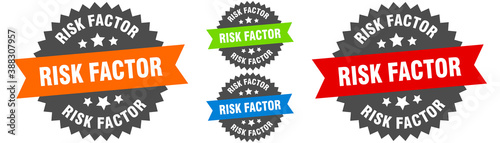 risk factor sign. round ribbon label set. Seal