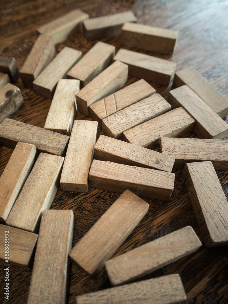 Wood block tower games.