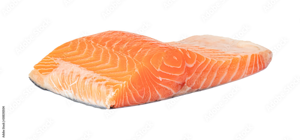 Fillet of salmon isolated on white background with clipping path