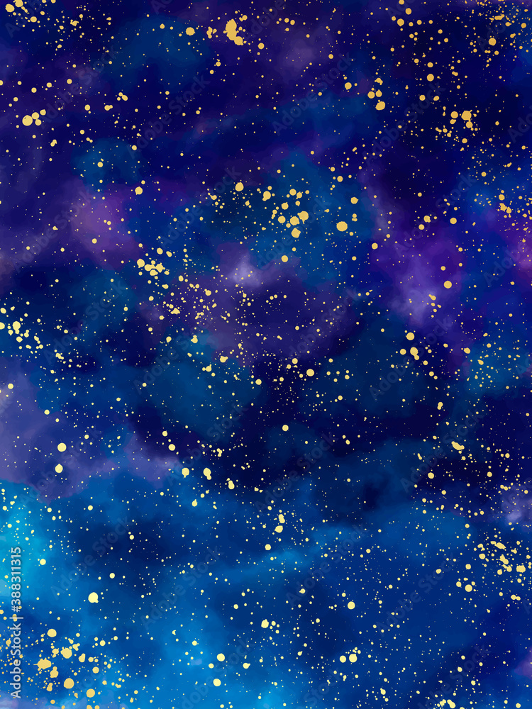 Magic night dark blue sky with sparkling stars.Golden scattered dust. Navy  classic blue color. Vector Stock Vector | Adobe Stock