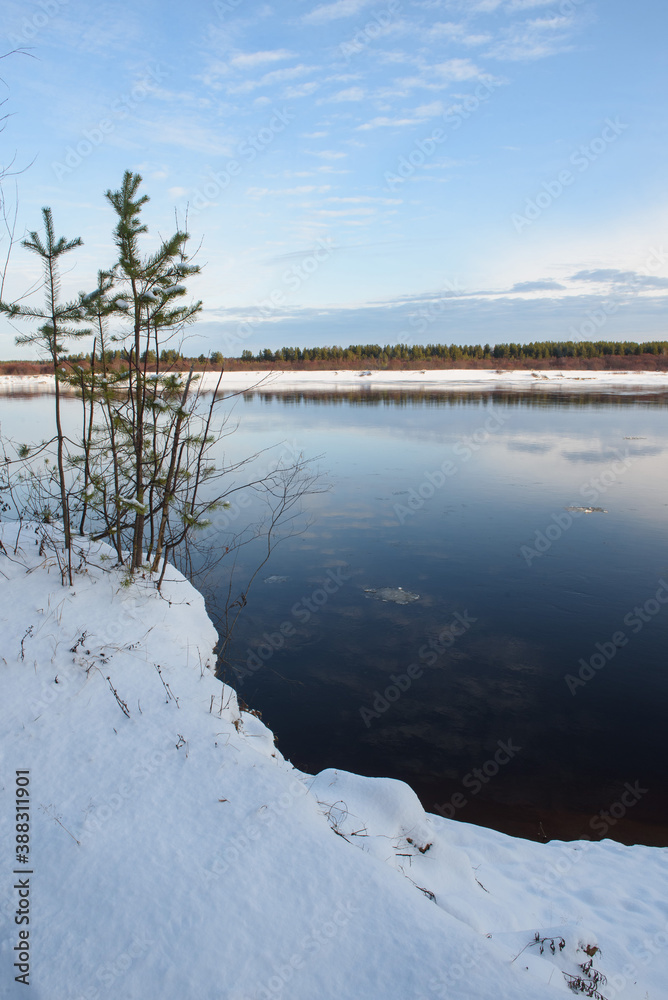 Northern river before the ice break