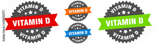 vitamin d sign. round ribbon label set. Seal