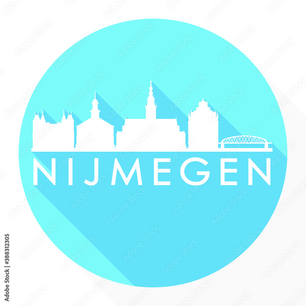 Nijmegen Netherlands Flat Icon Skyline Silhouette Design City Vector Art Round. Nijmegen Netherlands Flat Icon Skyline Silhouette Design City Vector Art Round.