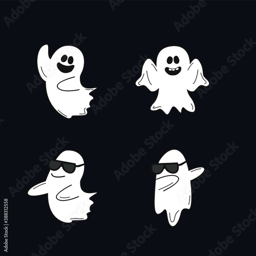 Set of Halloween Ghost Vector