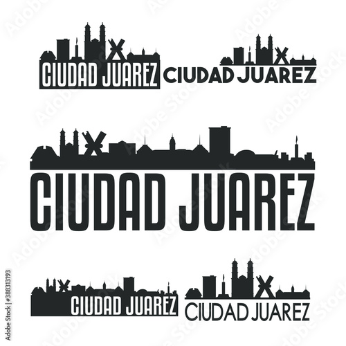 Ciudad Juarez Mexico Flat Icon Skyline Vector Silhouette Design Set Logos.