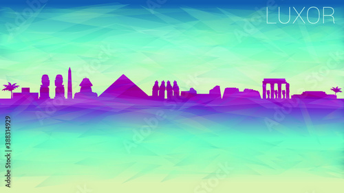 Luxor Egypt. Broken Glass Abstract Geometric Dynamic Textured. Banner Background. Colorful Shape Composition.