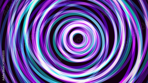 Abstract intersecting blue violet cyan circle lines on dark background