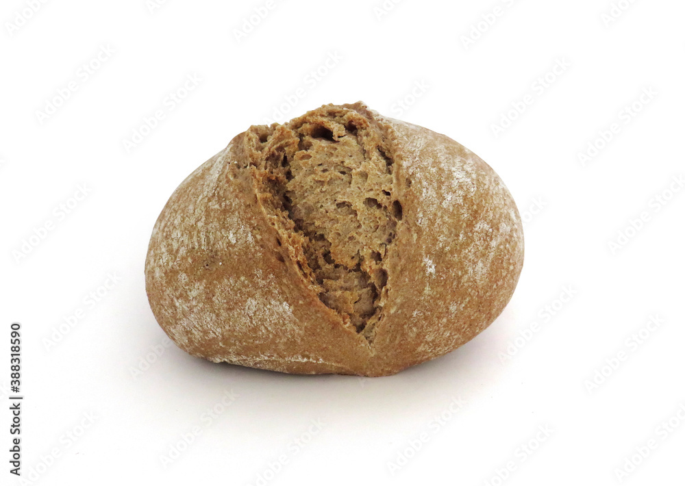 Aerial view of oval shaped artisan rye bread isolated on white background. Close up of soft and fluffy bun. Healthy and organic food pattern. Close up of soft and fluffy bun. Aerial view of oval shaped artisan rye bread isolated on white background. Close up of soft and fluffy bun. Healthy and organic food pattern. Close up of soft and fluffy bun.