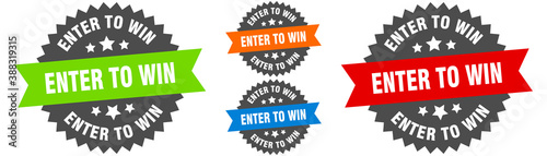 enter to win sign. round ribbon label set. Seal