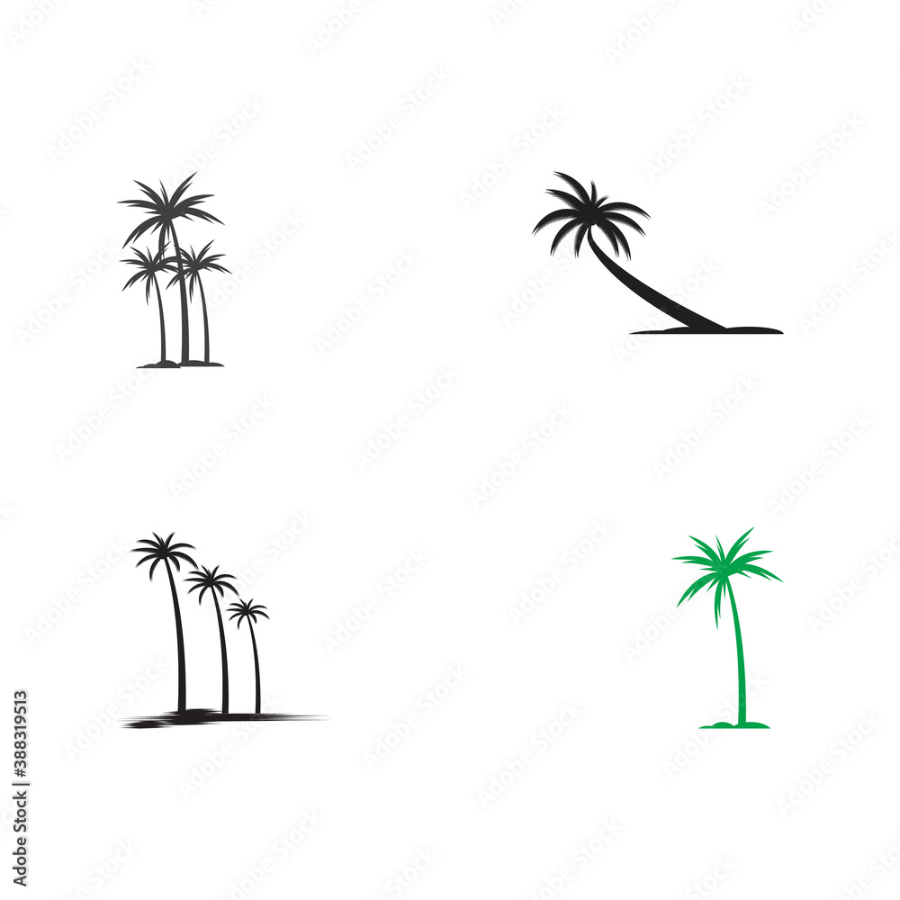 Set Palm tree summer logo template vector illustration