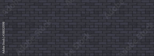 Brick Wall Texture Background. Digital llustration of Black Color Brickwall. Seamless Pattern in Loft Style. Vector Illustration. EPS 10