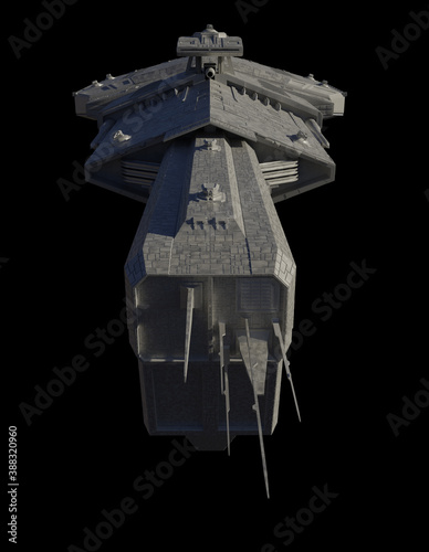Leinwand Poster Light Spaceship Battle Cruiser - Front View from Above, 3d digitally rendered sc