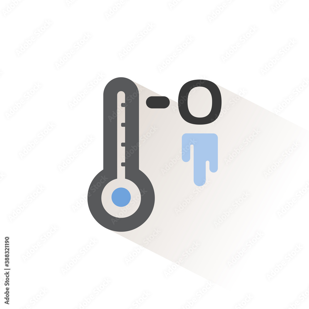 Frozen thermometer. Isolated icon. Weather color vector illustration