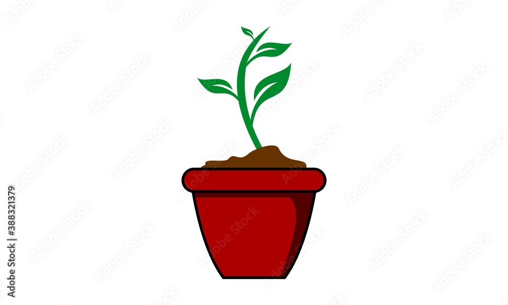 growing plant leaf in the pot vector growing plant leaf in the pot vector