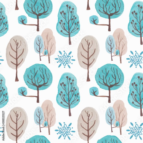 Winter Tree Seamless Pattern