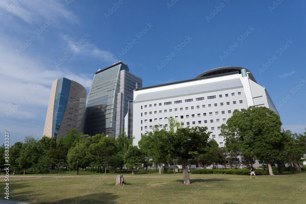 Obraz premium 大阪城公園からの大阪府警周辺