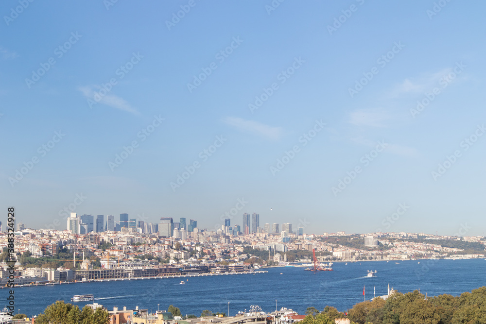 Panoramic view of the Bosphorus. Istanbul, Turkey. Aerial view