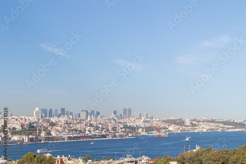 Panoramic view of the Bosphorus. Istanbul, Turkey. Aerial view