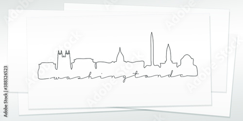 Washington, DC, USA Doodle Skyline Hand Drawn. City One Line Art Illustration Landmark. Minimalistic Sketch Pen Background.