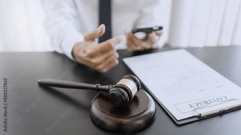 Fototapeta premium lawyer consulting with client discussing about contract.