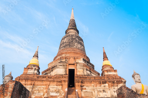 Old Thailand temple,Temple Wat Yai Chai Mongkol at Ayutthaya,Historic site, Thailand