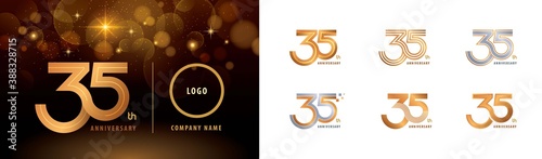 Set of 35th Anniversary logotype design, Thirty five years Celebrate Anniversary Logo photo