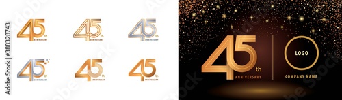 Set of 45th Anniversary logotype design, Forty five years Celebrate Anniversary Logo photo