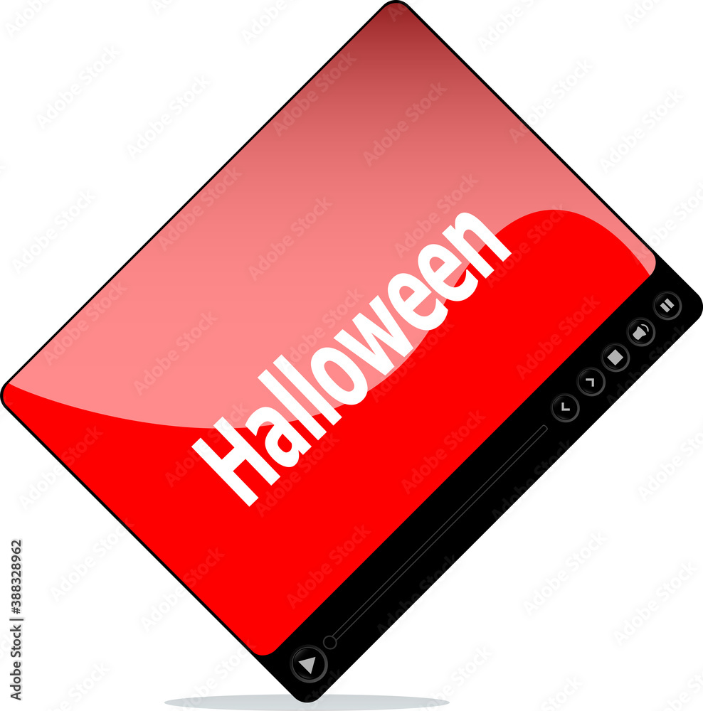 Video movie media player with Halloween word on it