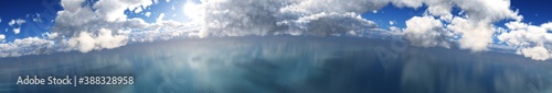 Panorama of clouds over the water  cloudy landscape over the sea  3D rendering 