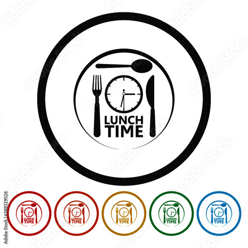 Lunch time ring icon, color set