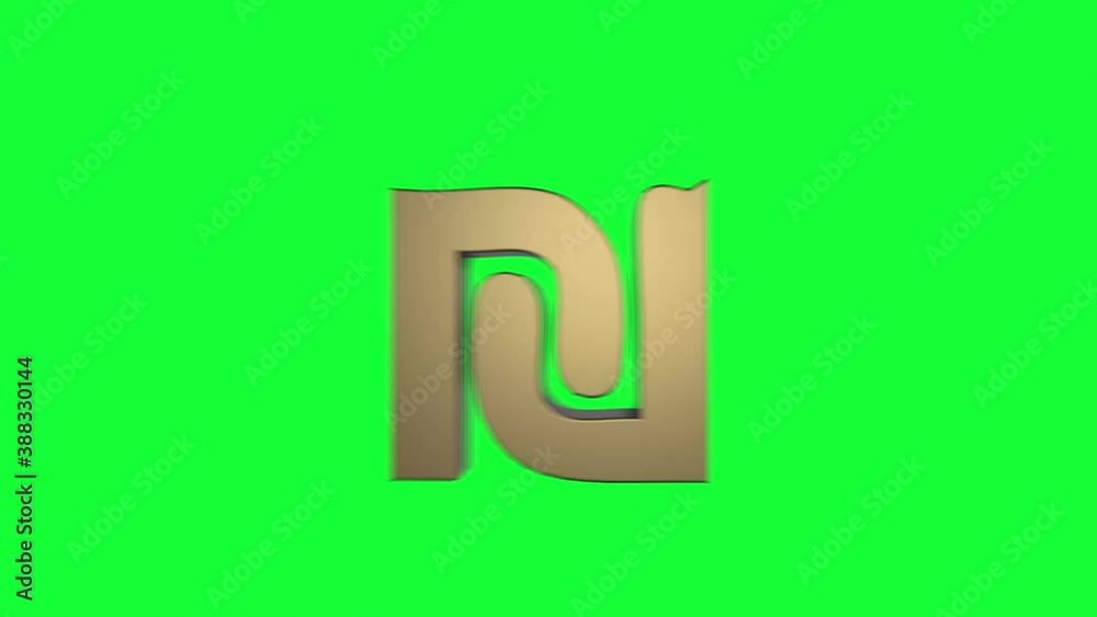 3D Israeli shekel sing rotating in high speed on green background 3D Israeli shekel sing rotating in high speed on green background