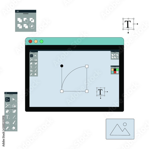 Vector Illustration interface with tool icons. photo