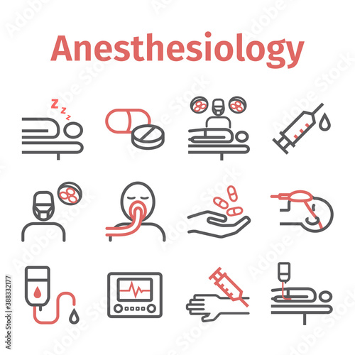 Anesthesia line icons. Anaesthetic Department. Health center. Vector sign for web graphics.